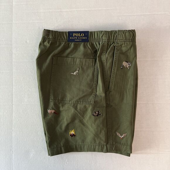 Polo Ralph Lauren Men Sz Large Voyager Embroidered Trail Shorts Olive Green - Picture 7 of 8